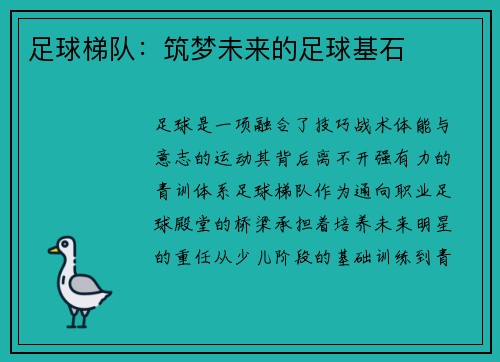足球梯队：筑梦未来的足球基石